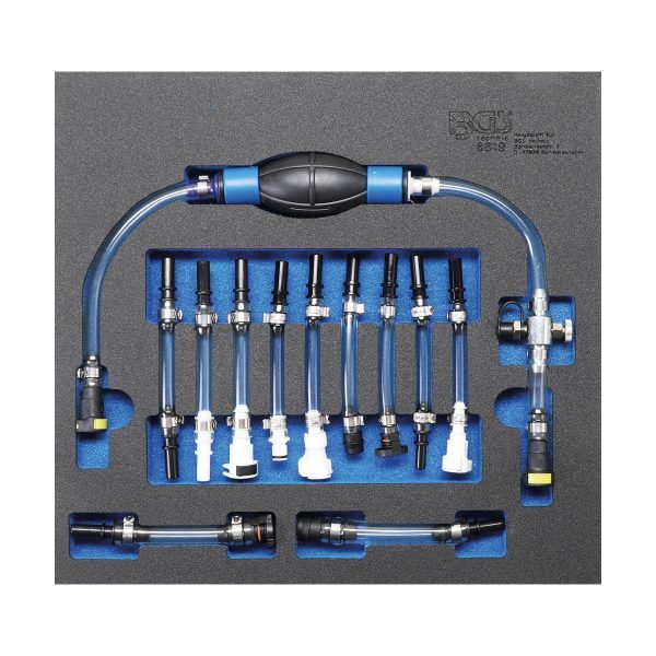 Insert kit de purge avec pompe d'amorçage basse pression diesel | pour Ford, PSA, Opel, Fiat, Rover, Land Rover, Renault, Mercedes-Benz | 12 pièces