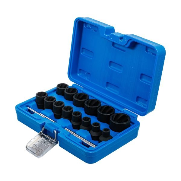 Jeu de douilles spiralées/extracteur de vis | 12,5 mm (1/2") | 8 - 27 mm | 16 pièces – Image 2