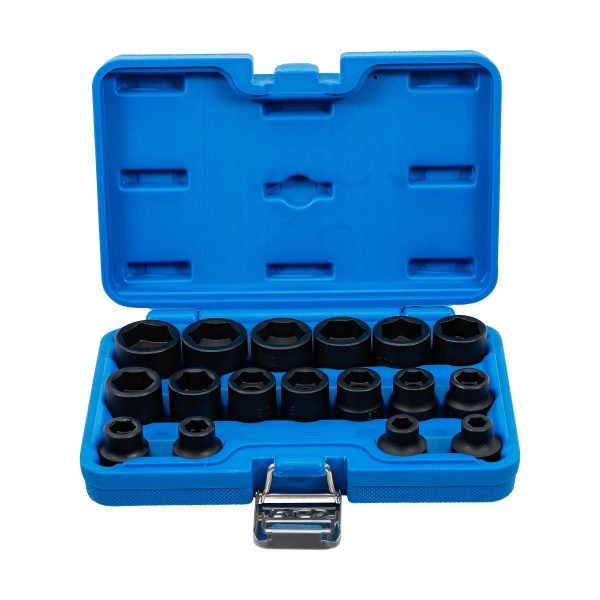 Jeu de douilles à choc, six pans, extra plates | 12,5 mm (1/2") | 8 - 24 mm | 17 pièces