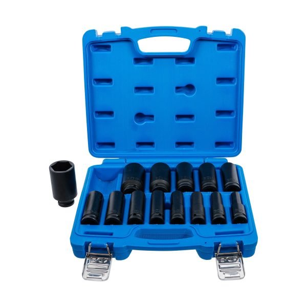 Jeu de douilles à choc, six pans, profondes | 12,5 mm (1/2") | 10 - 32 mm | 14 pièces