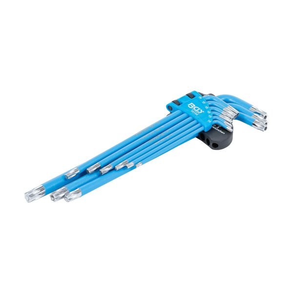 Jeu de clés allen | extra longues | Profil T (pour Torx)/Profil T (pour Torx) avec perçage T10 - T50 | 9 pièces
