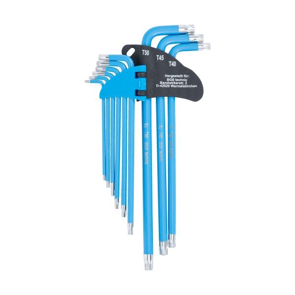 Jeu de clés allen | extra longues | Profil T (pour Torx)/Profil T (pour Torx) avec perçage T10 - T50 | 9 pièces – Image 3