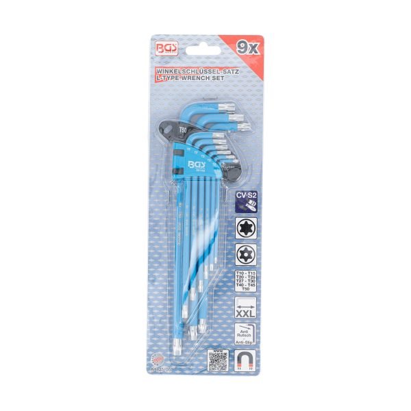 Jeu de clés allen | extra longues | Profil T (pour Torx)/Profil T (pour Torx) avec perçage T10 - T50 | 9 pièces – Image 4