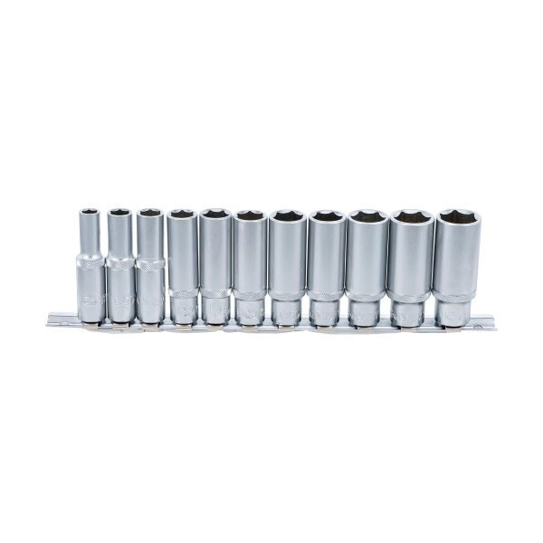 Jeu de douilles, six pans, longues | 10 mm (3/8") | 8 - 19 mm | 11 pièces