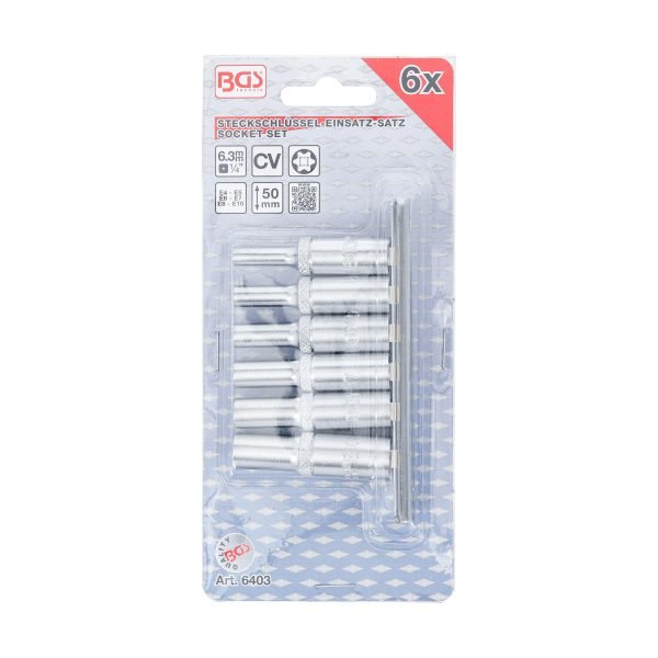 Jeu de douilles, profil E, longues | 6,3 mm (1/4") | E4 - E10 | 6 pièces – Image 4
