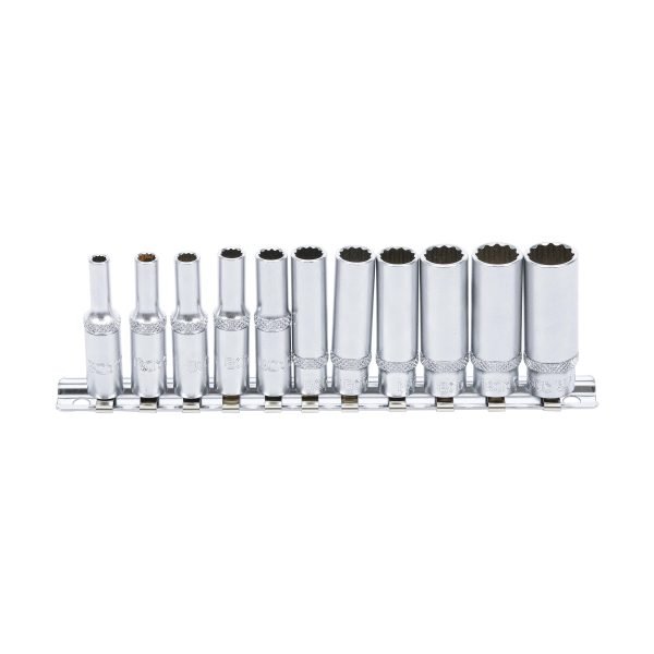 Jeu de douilles, douze pans, longues | 6,3 mm (1/4") | 4 - 13 mm | 11 pièces