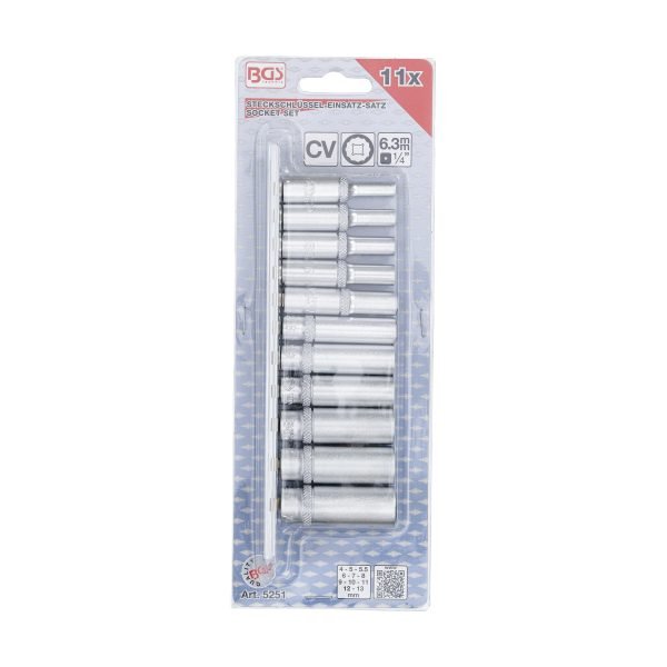 Jeu de douilles, douze pans, longues | 6,3 mm (1/4") | 4 - 13 mm | 11 pièces – Image 4
